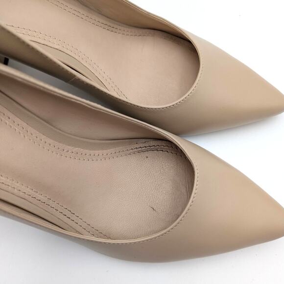 Marc Fisher Zala Block Heel Pump Women's Lite Latte Leather Size US7.5M EU38 - Picture 9 of 12